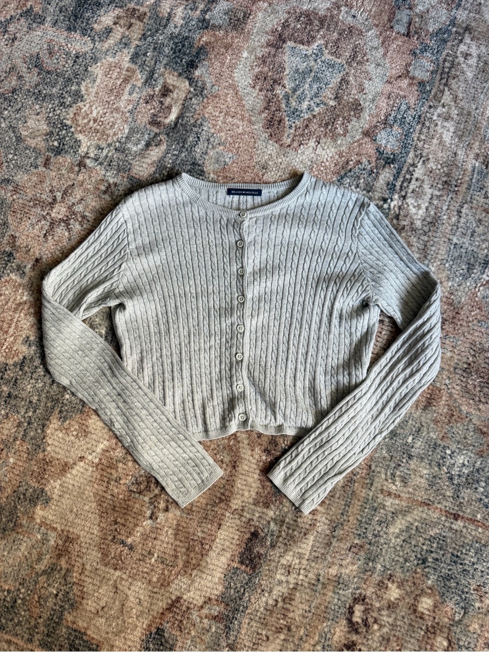 Brandy Melville Gray Cable-Knit Cardigan
